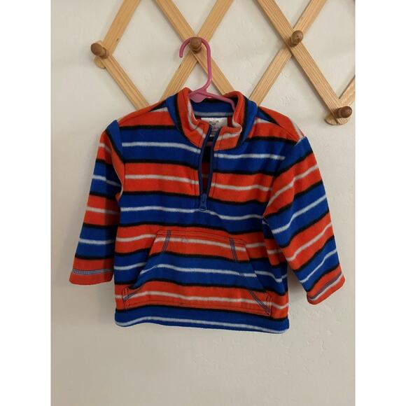 Hanna Andersson Sweatshirt Toddler 2T 80cm Blue Orange Striped Collared - Picture 2 of 8